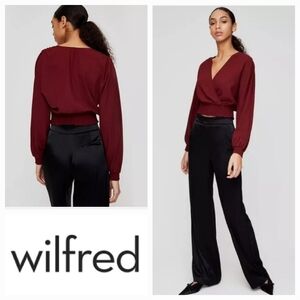 WILFRED Reign Blouse Merlot Size Medium Aritzia